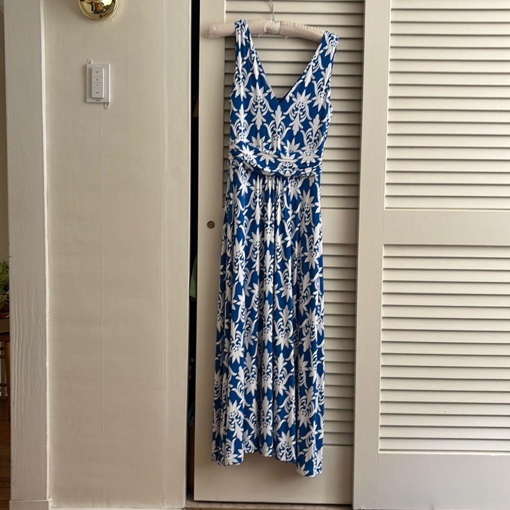 Boden Blue & White Floral Sleeveless Maxi Dress Women's US Size 6 Regular
